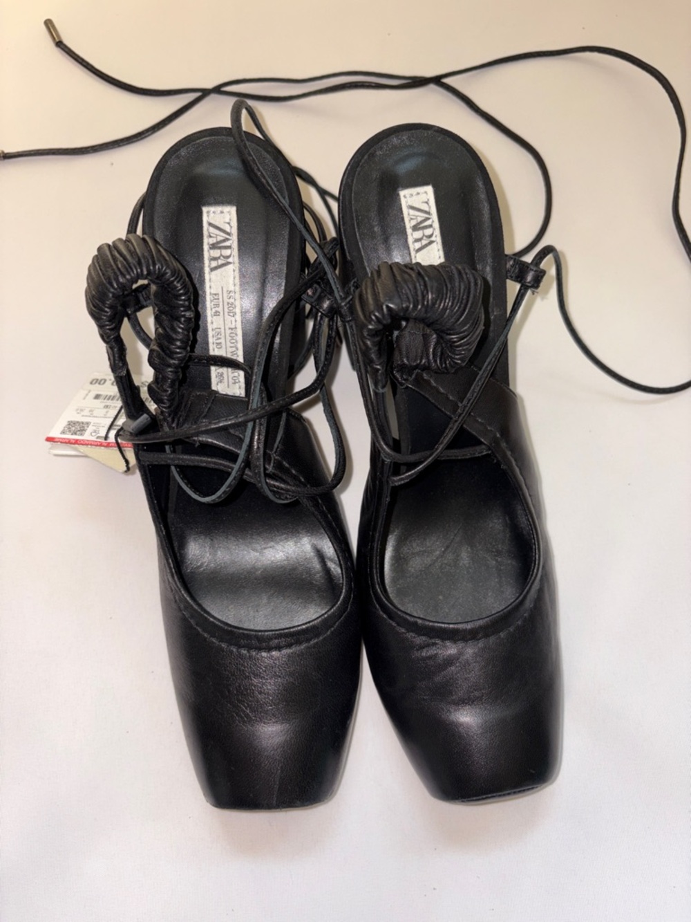 Zara Ballet Style High Heel Black Square-Toe Block Slingback - Picture 4 of 11
